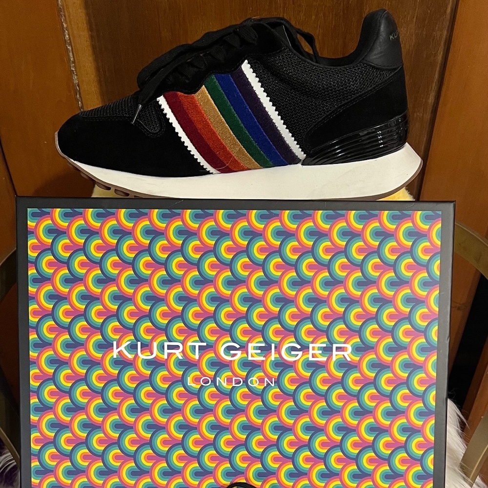 Kirk Geiger Lennox Black Leather Sneakers Mens EUR41, US 8